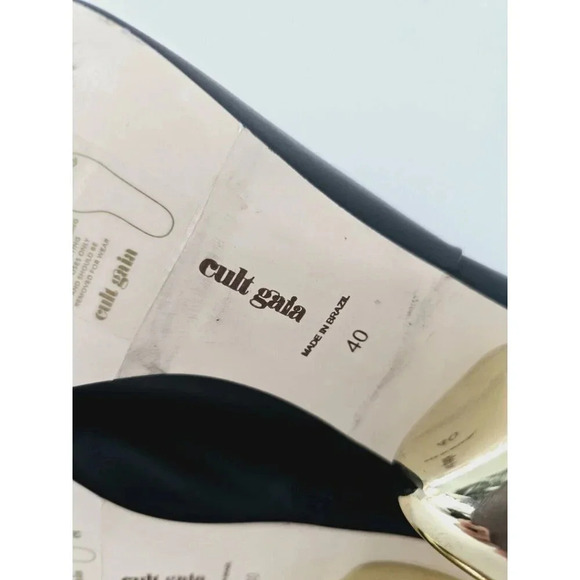 Cult Gaia Mari Black Leather Pointed Square Toe Bootie Knob Ankle Boots 40 10 - Picture 9 of 12